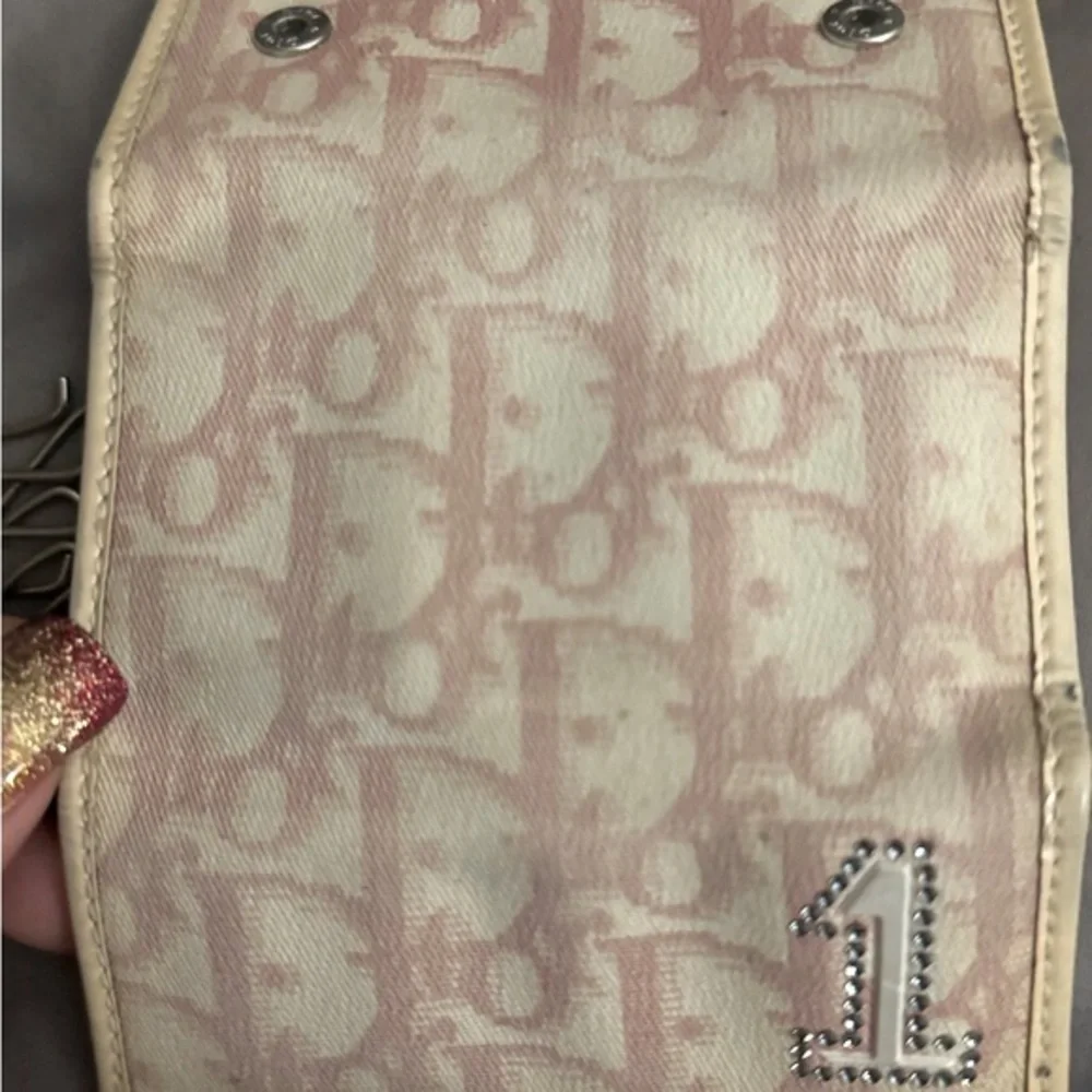 Dior Pink Monogram rhinestone key holder